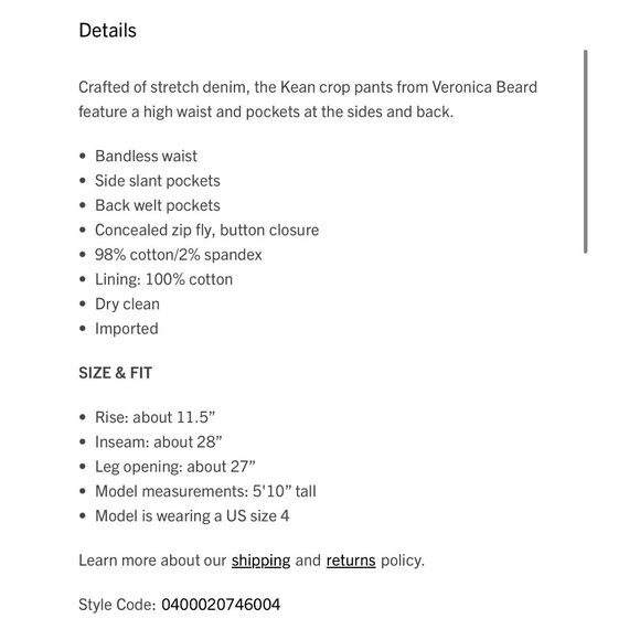 Veronica Beard Kean Crop Denim Pants, blue, Size 10 k54 - Picture 2 of 12